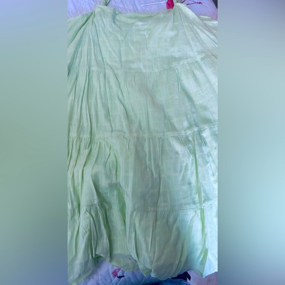 Pistachio colored slip dress.